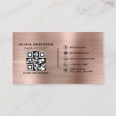 QR Code Hair Stylist Rose Gold Imitats Metallisch Visitenkarte (Rückseite)