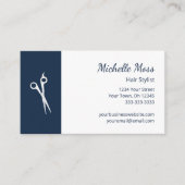 QR-Code Hair Stylist Simple Scissors Navy Blue Visitenkarte (Vorderseite)