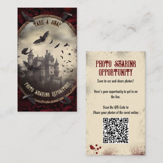 QR Code Halloween Fotos Website Dracula's Castle Begleitkarte (Vorne/Hinten)