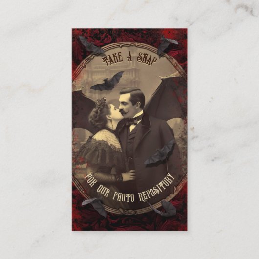 QR Code Halloween Fotos Website Romantischer Dracu Begleitkarte (Vorderseite)