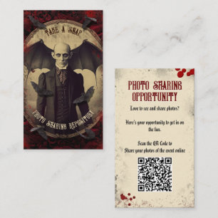 QR-Code Halloween-Fotosharing Vintage Dracula Begleitkarte