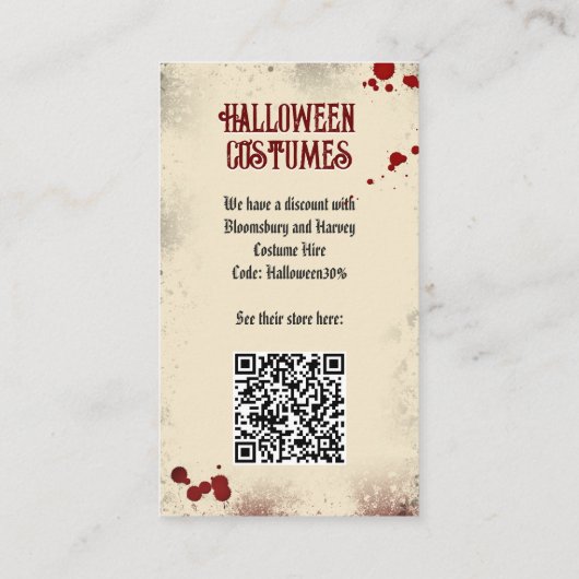 QR Code Halloween Kostüm Website Creepy Nosferatu Begleitkarte (Rückseite)