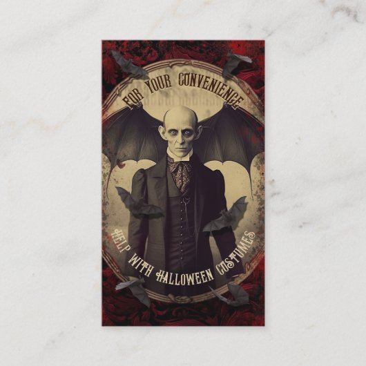 QR Code Halloween Kostüm Website Creepy Nosferatu Begleitkarte (Vorderseite)