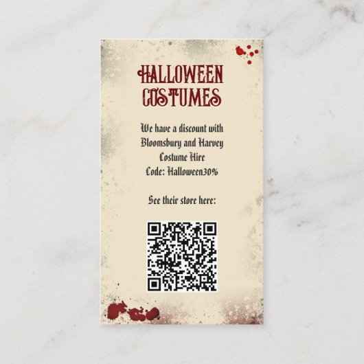 QR Code Halloween Kostümwebsite Dracula Castle Begleitkarte (Rückseite)