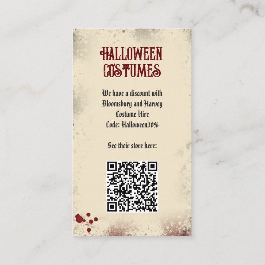 QR Code Halloween Kostümwebsite Romantische Drakul Begleitkarte (Rückseite)