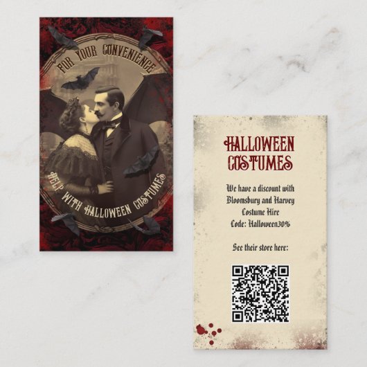 QR Code Halloween Kostümwebsite Romantische Drakul Begleitkarte (Vorne/Hinten)