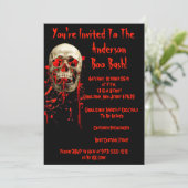 QR-Code-Halloween-Party für schwarzes und rotes La Einladung (Stehend Vorderseite)