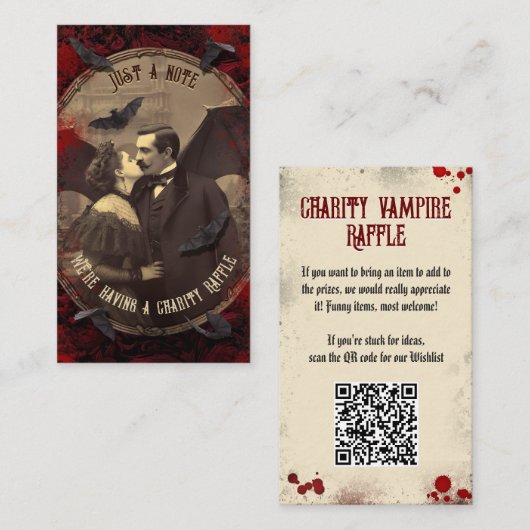 QR Code Halloween Raffle Gothic Romantic Vampire Begleitkarte (Vorne/Hinten)