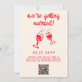 QR Code Hand Drawn Red Quirky Cake Wedding Einladung (Rückseite)