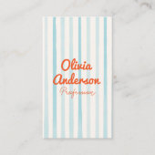 QR Code Hand Drawn WritBlue Orange Whimsy Boho Visitenkarte (Vorderseite)