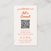 QR Code Hand Drawn Writed Green Orange Boho Fun Visitenkarte (Rückseite)