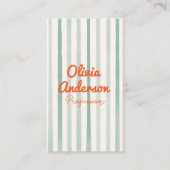 QR Code Hand Drawn Writed Green Orange Boho Fun Visitenkarte (Vorderseite)