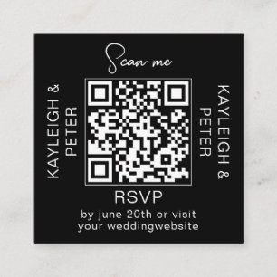 QR Code Hand Schriftart Hochzeit RSVP Karte