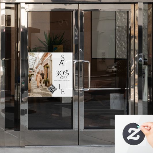 QR-Code-Handel Geschäft Elegantes Foto Fensteraufkleber (Büro Tür)