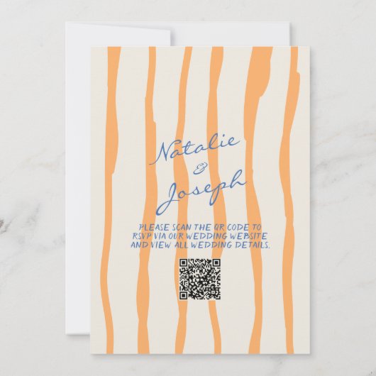 QR-Code Handgemalte, farbenfrohe Hochzeit Einladung (Rückseite)