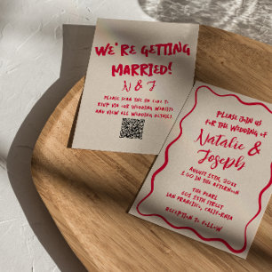 QR-Code Handgeschrieben whimsical Retro Fette Hoch Einladung