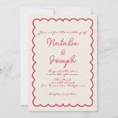 QR Code Handgeschriebene farbenfrohe Retro Einziga Einladung (Vorderseite)