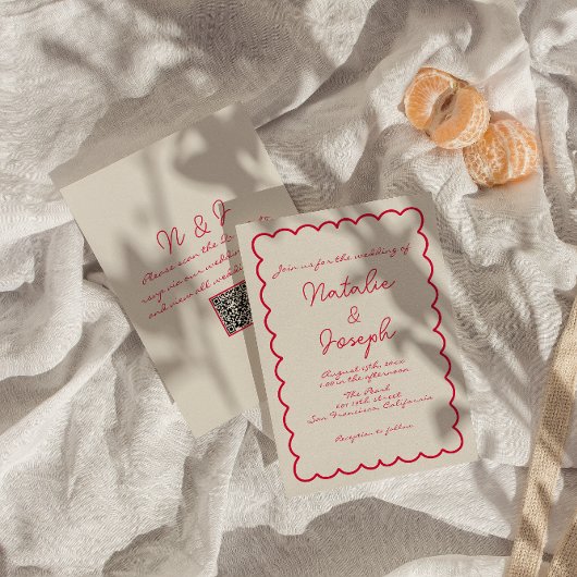 QR Code Handgeschriebene farbenfrohe Retro Einziga Einladung