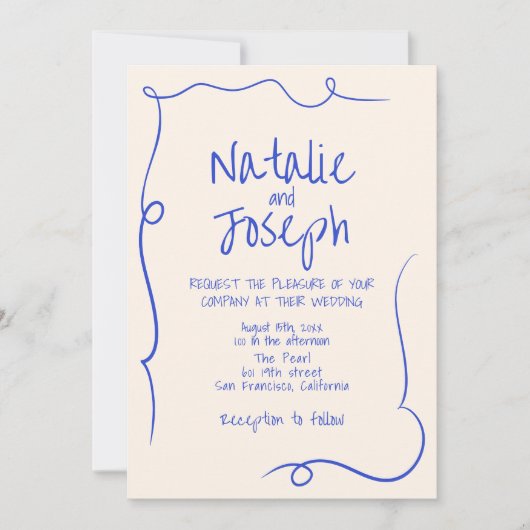 QR-Code Handgeschriebene Gezeichnet Moderne Einzig Einladung (Vorderseite)