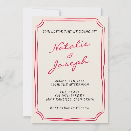 QR-Code Handgeschriebene, Gezeichnet Whimsical Wed Einladung (Vorderseite)