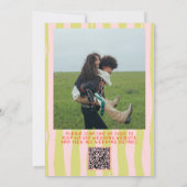 QR Code Handgeschriebene Pinstripes Foto Hochzeit Einladung (Rückseite)
