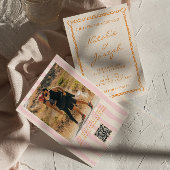 QR Code Handgeschriebene Pinstripes Foto Hochzeit Einladung