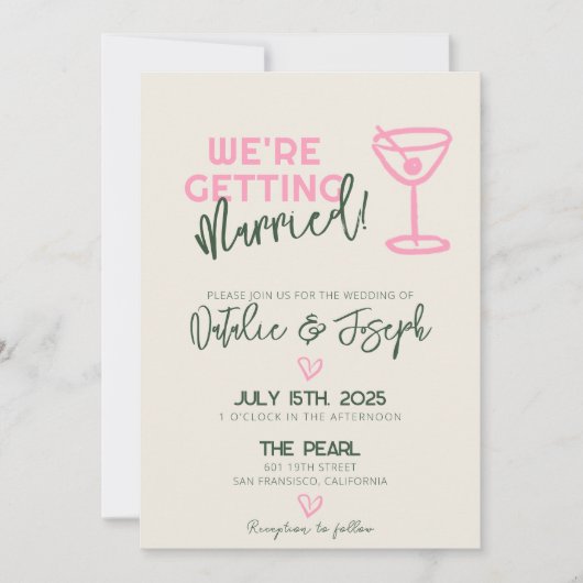 QR Code Handgeschriebene Whimsical Summer Wedding Einladung (Vorderseite)