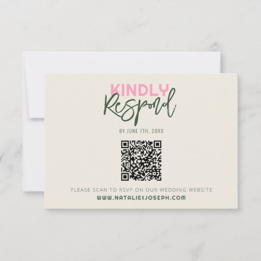 QR Code Handgeschriebene Whimsical Unique Wedding RSVP Karte (Vorderseite)