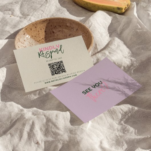 QR Code Handgeschriebene Whimsical Unique Wedding RSVP Karte