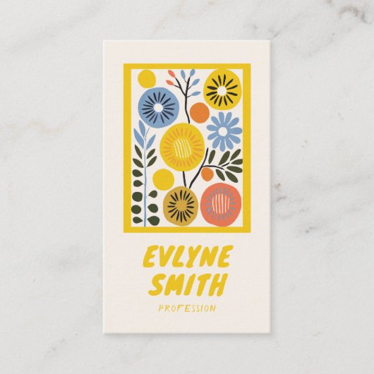 QR-Code Handgeschriebener, gelb formatierter Retor Visitenkarte (Vorderseite)