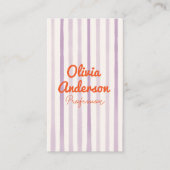 QR Code Handgeschriebener Lila Orange Whimsy Boho Visitenkarte (Vorderseite)