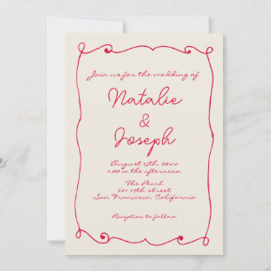 QR Code Handgeschriebener Retro-Spaß mit Foto Hoch Einladung