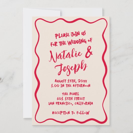 QR Code Handgeschriebenes whimsical Retro Bold Wed Einladung (Vorderseite)