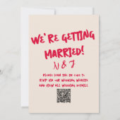 QR Code Handgeschriebenes whimsical Retro Bold Wed Einladung (Rückseite)