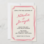 QR-Code Handgeschriebenes Whimsical Retro Foto Hoc Einladung (Vorderseite)