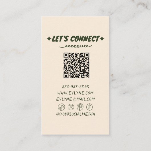 QR-Code Handgezeichnet farbenfrohe Retro Funky flo Visitenkarte (Rückseite)