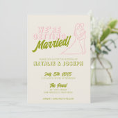 QR-Code Handgezeichnet farbenfrohe Retro Funky Wed Einladung (Stehend Vorderseite)