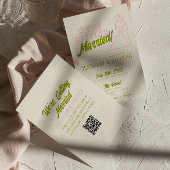 QR-Code Handgezeichnet farbenfrohe Retro Funky Wed Einladung