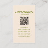 QR-Code Handgezeichnet Grünes Fett Retro Funky Flo Visitenkarte (Rückseite)