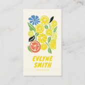 QR-Code Handgezeichnete gelbe Lemonade Retro Somme Visitenkarte (Vorderseite)