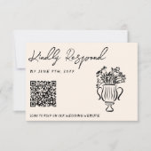 QR-Code Handgezeichnete Kuchen Blumen Hochzeit RSVP Karte (Vorderseite)