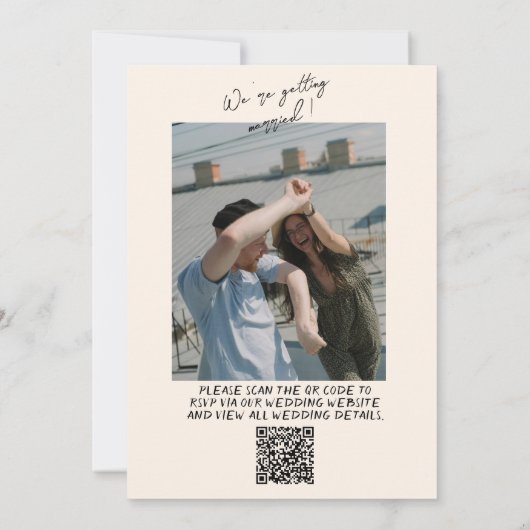 QR-Code Handgezeichnete Kupid-Foto-Hochzeit Einladung (Rückseite)