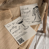 QR-Code Handgezeichnete Schrift Hochzeitspaar Skur