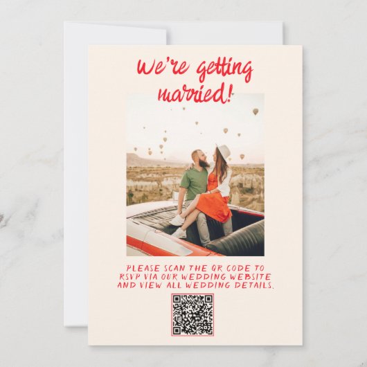 QR-Code Handgezeichnetes Rotes Quirky Cake Foto Ho Einladung (Rückseite)