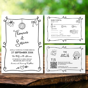 QR-Code Handgezogenes Doodle-UAWG-Ansprechen RSVP Karte