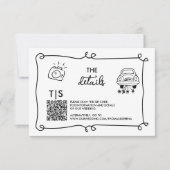 QR-Code Handgezogenes Doodle-UAWG-Ansprechen RSVP Karte (Vorderseite)