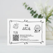 QR-Code Handgezogenes Doodle-UAWG-Ansprechen RSVP Karte (Stehend Vorderseite)