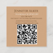 QR Code Handmade Jewelry Hand Letter Monogram Quadratische Visitenkarte (Rückseite)