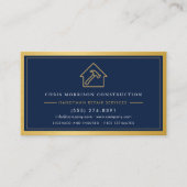 QR-Code-Handwerker Navyblau Gold Metall Visitenkarte (Vorderseite)