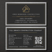 QR Code Handyman Metal Construction Black Gold  Visitenkarte